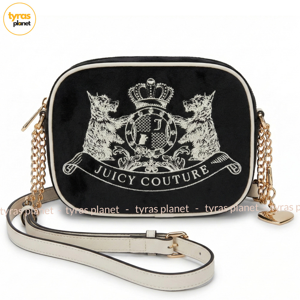 Scottie Dogs Camera Xbody Juicy Couture Crossbody Purse Black and White - NWT - Picture 1 of 16